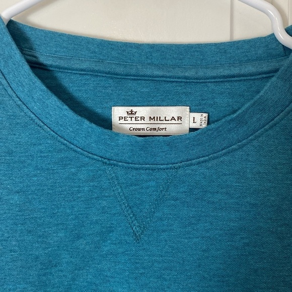 Peter Millar Crown Men's Teal Blue Comfort Interlock Crewneck Sweater Large - Picture 3 of 4